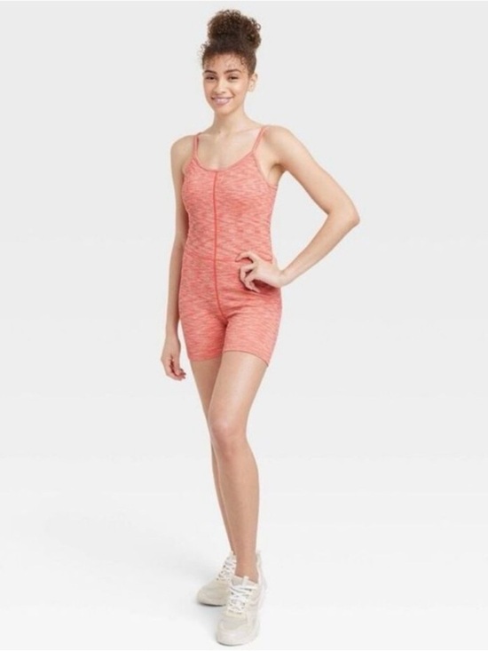 JoyLab Pants - JoyLab heathered coral/orange-pink blend Open Back Bodysuit Romper